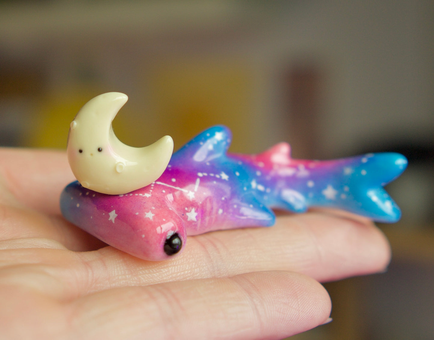 Galaxy Hammerhead shark set - magnetic polymer clay figurine