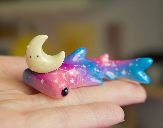Galaxy Hammerhead shark set - magnetic polymer clay figurine