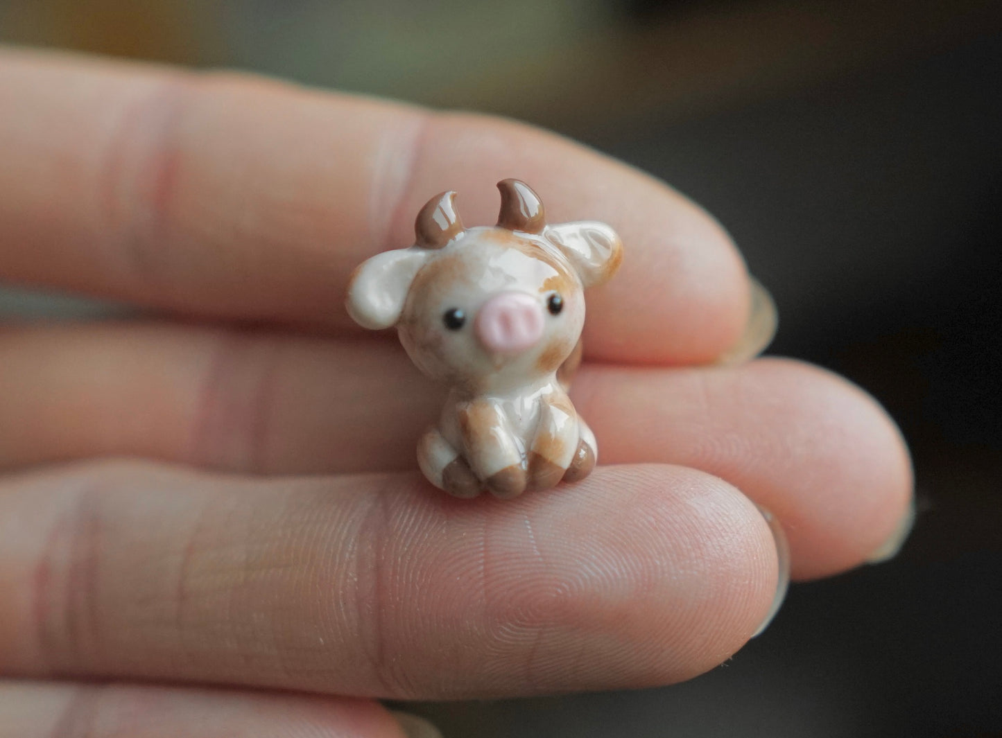 Brown cow magnet - polymer clay