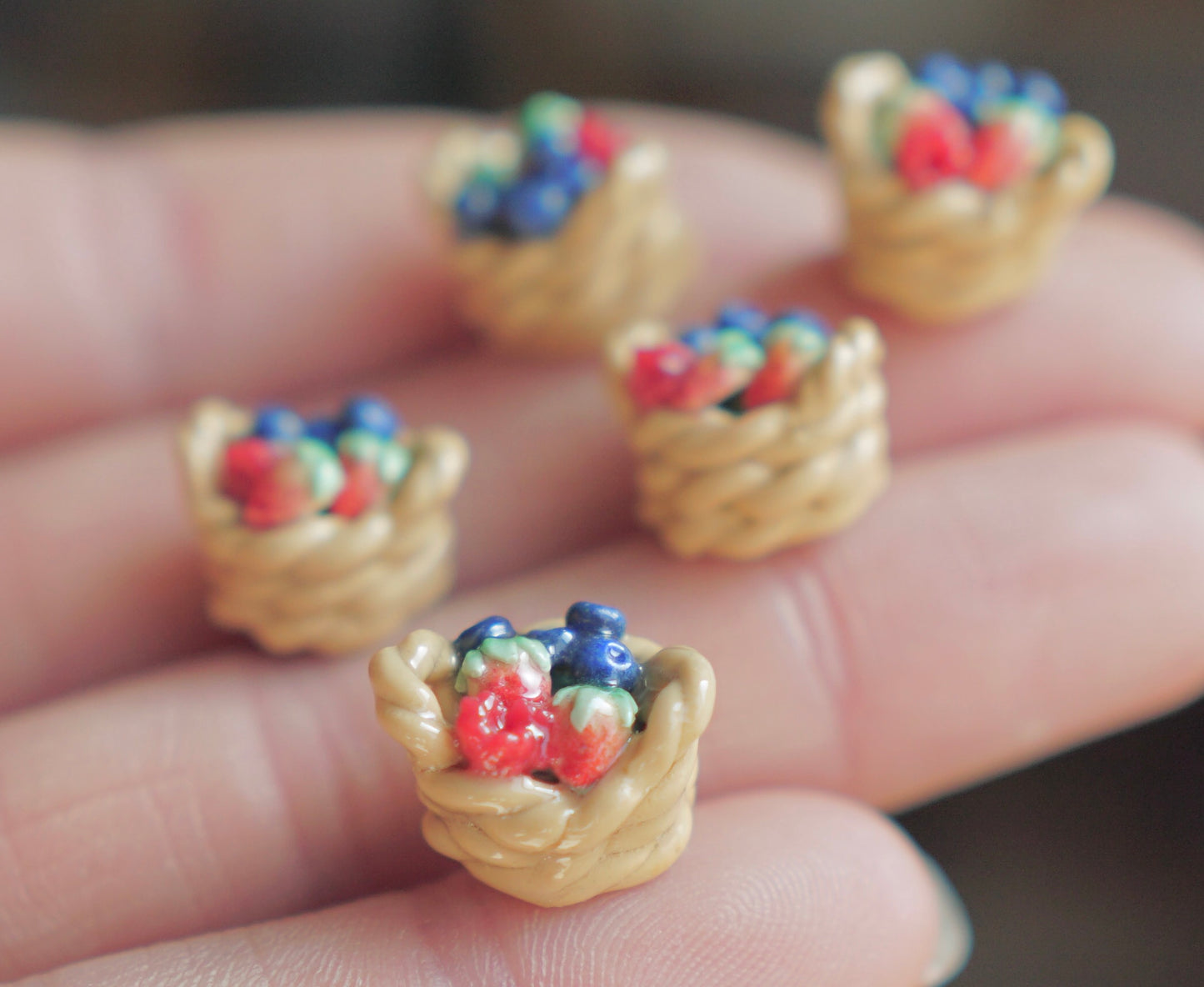 Berry basket magnet - polymer clay