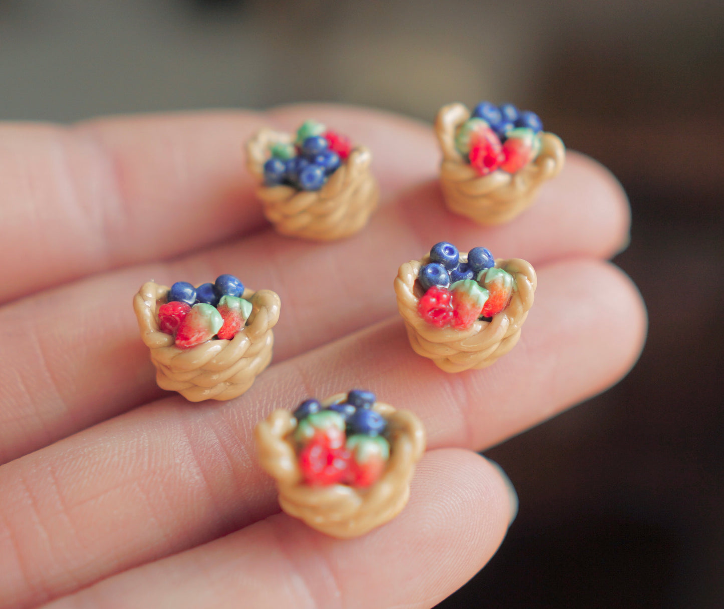 Berry basket magnet - polymer clay