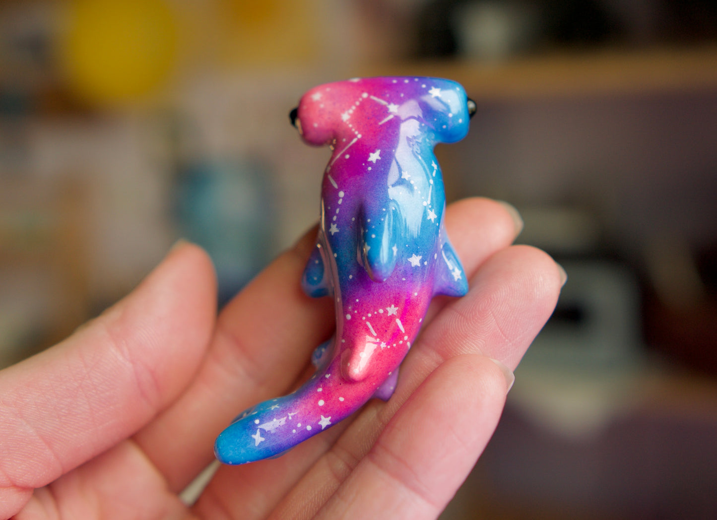 Galaxy Hammerhead shark set - magnetic polymer clay figurine
