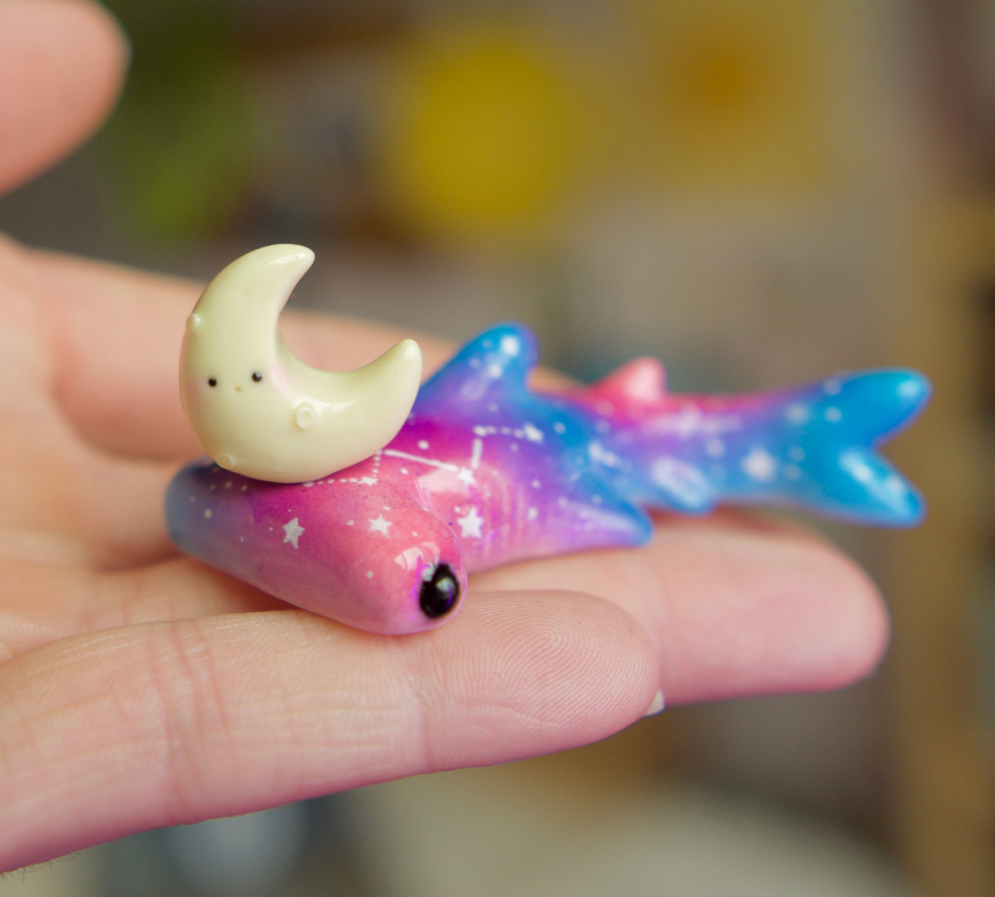Galaxy Hammerhead shark set - magnetic polymer clay figurine