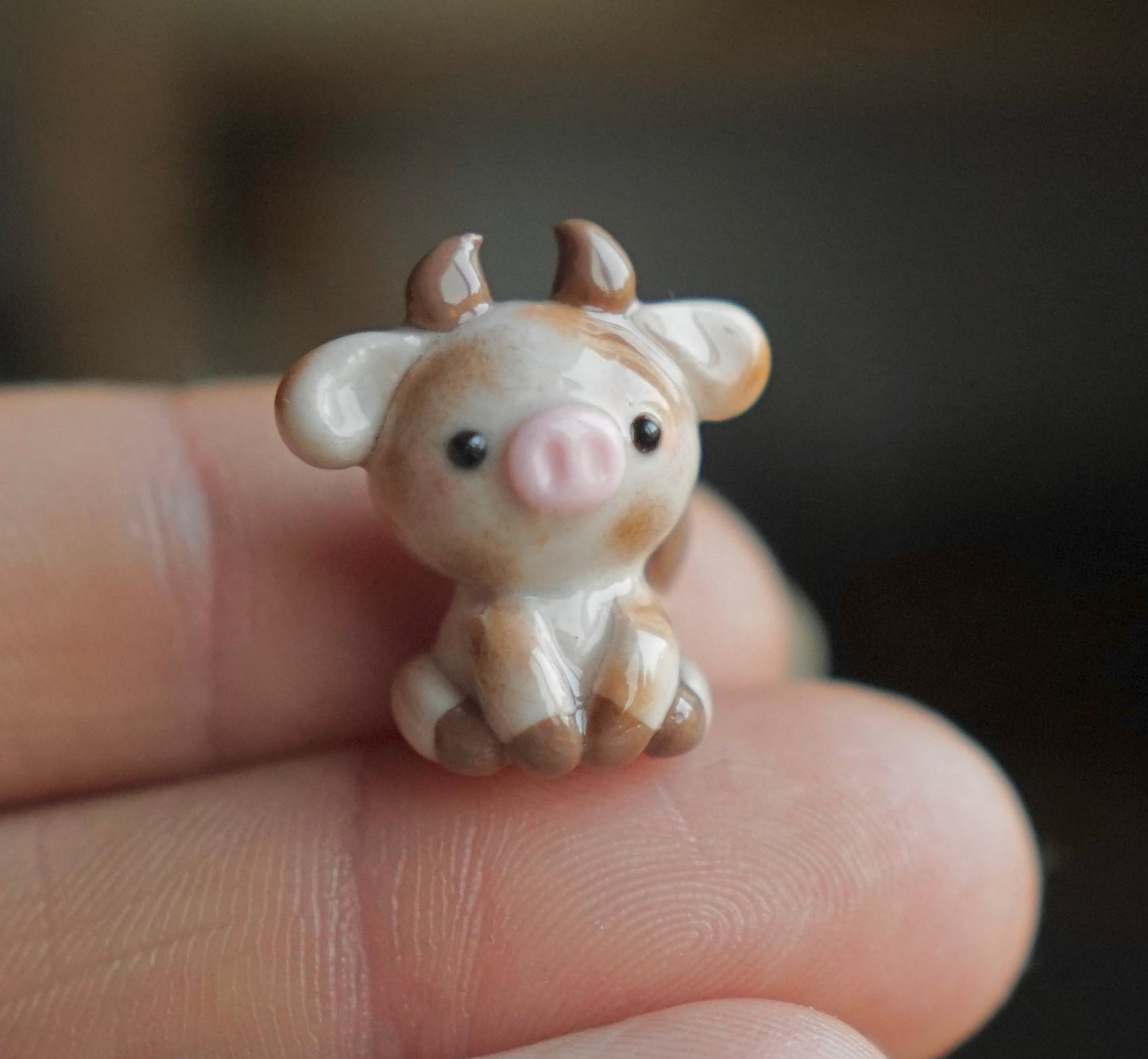 Brown cow magnet - polymer clay